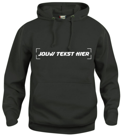 Hoodie met Eigen tekst op de borst